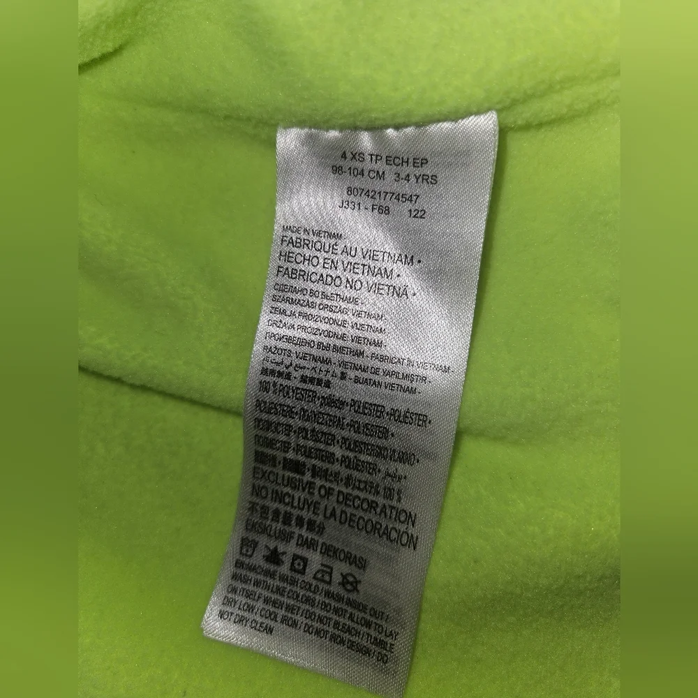 Nike Volt Jacket Windbreaker Fleece Lining White Black Neon Yellow Toddler 4T